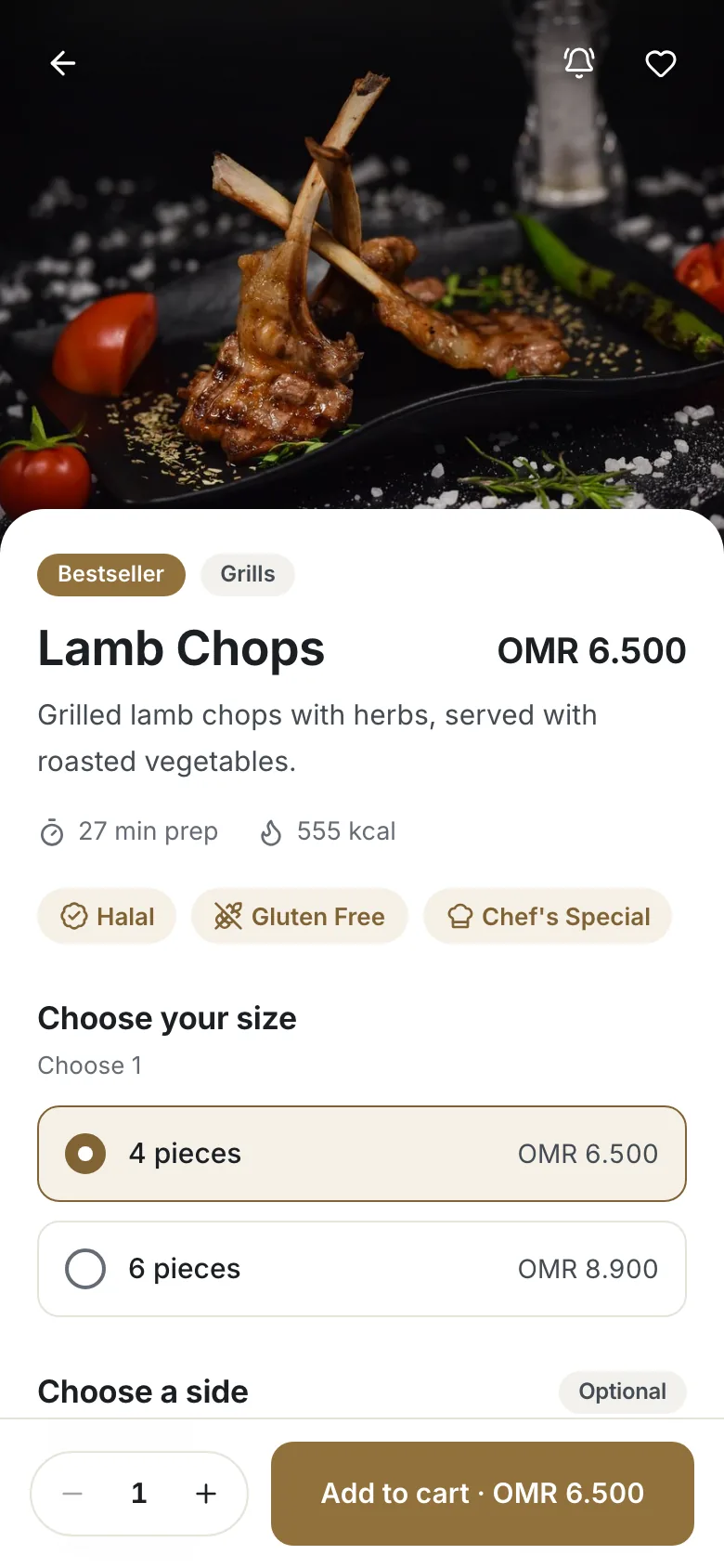 The RothDine guest menu on a phone